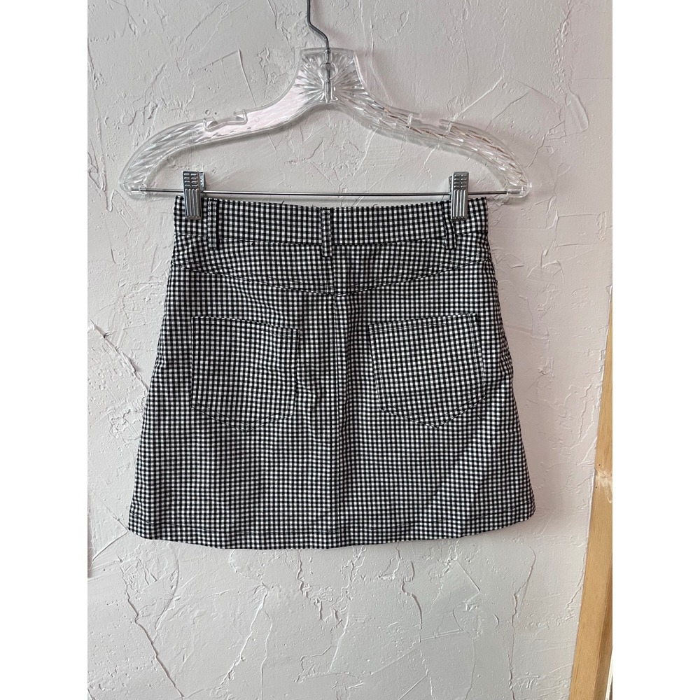 Brandy Melville Gingham Mini Skirt Black White OS - Picture 4 of 4